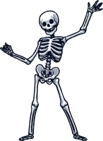 Glowing skeleton with outstretched arms