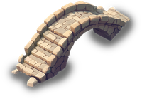 A digital illustration of a simple stone bridge with an arch.