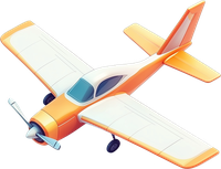 An orange and white cartoon airplane with a single engine