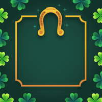 Illustration of a shopping bag with a horseshoe and four-leaf clovers