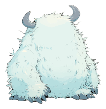 Illustration of a white yeti with horns