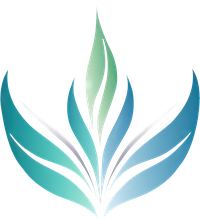 Stylized leaf logo with gradient colors