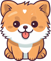 Cartoon corgi with heart on forehead