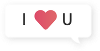 Speech bubble with 'I love you' and a heart