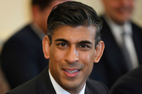 Close-up of Rishi Sunak smiling