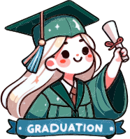 Cartoon graduate holding diploma