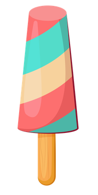 A cartoon-style illustration of a multi-colored ice pop