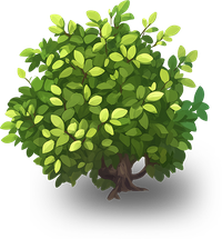 Illustration of a green bush with brown trunk