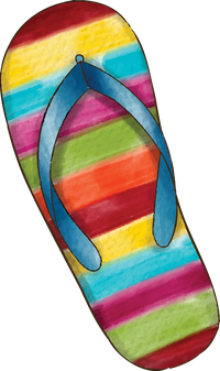 Illustration of a colorful striped flip flop