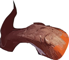 Low poly 3D art of an animal head with orange accents