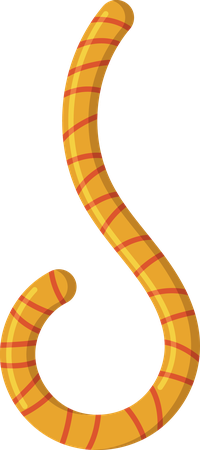 A yellow snake with orange stripes on a black background.