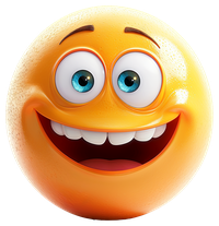 A cartoon yellow face with a big smile and wide eyes