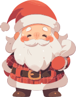 Cartoon Santa Claus with red hat and white beard