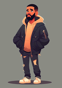 Illustration of a stylish man with a beard