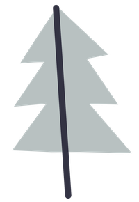 Simple Christmas tree icon with gray branches and black trunk