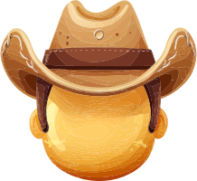 Cartoon cowboy hat on a gold coin