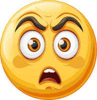 A yellow emoji face with a shocked expression