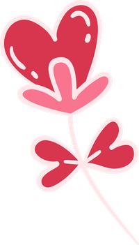 Three cartoon hearts on a stem