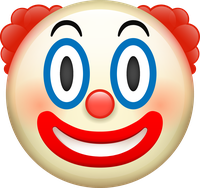 Clown face emoji with red nose and wide smile