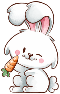Cartoon bunny holding a carrot