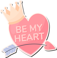 Pink heart with crown and arrow