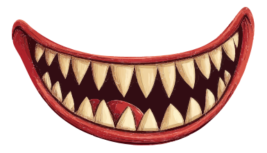Cartoon mouth with sharp teeth