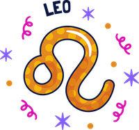 Leo zodiac sign symbol with stars and astrological elements