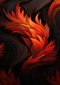 Abstract flame design with orange and red hues on a black background