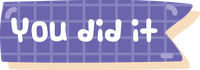 You did it badge with a purple grid background