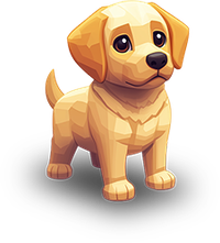 Low poly dog illustration with a geometric, minimalist design