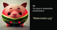 A pig dressed in a watermelon costume with a cute expression