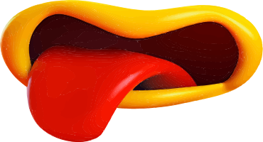 3D illustration of an open mouth with tongue out