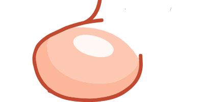Digital illustration of a peach with a stem
