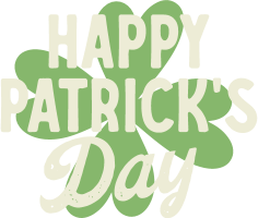 Happy Patrick's Day graphic with shamrock