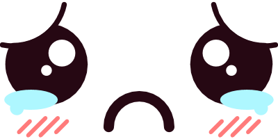 Two cartoon faces with tears and red lines underneath on a black background