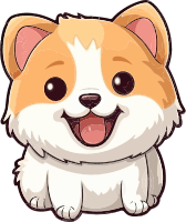 Cartoon corgi with a happy face