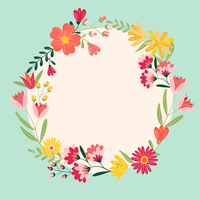 A circular floral arrangement with various flowers and leaves