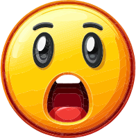 Shocked yellow emoji face with wide eyes and open mouth