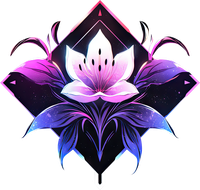 Stylized lotus flower logo with neon effect