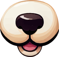 Cartoon dog face with a smile