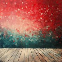 Abstract red and teal background with wooden floorboards