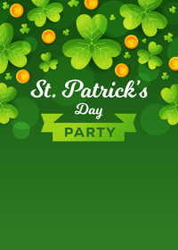 St. Patrick's Day party invitation with shamrocks and oranges