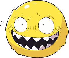 A yellow smiley face with a wide, toothy grin and large eyes.