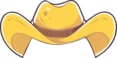 Cartoon yellow cowboy hat with brown band