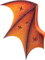 An orange banner with star shapes on a black background