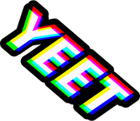 Glitch text effect with YEFT on black background