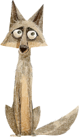 Cartoon fox with wide eyes and open mouth