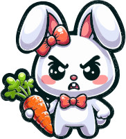 Angry cartoon bunny holding a carrot