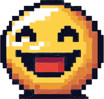 Pixelated laughing emoji
