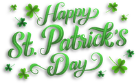 Happy St. Patrick's Day graphic with shamrocks